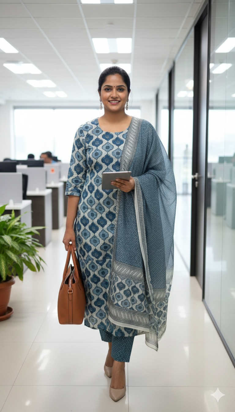 Blue Grey Cotton Salwar