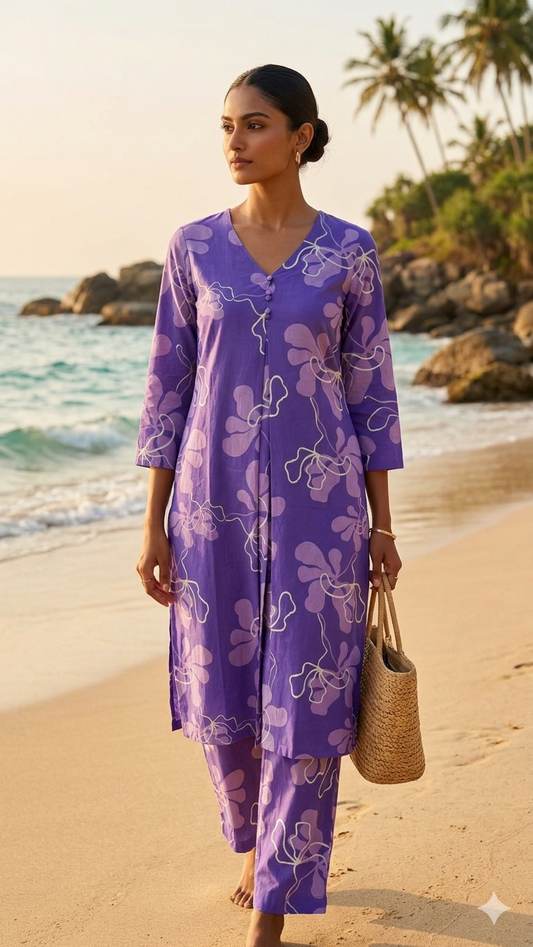 Lavender Shore Cotton Co-ords