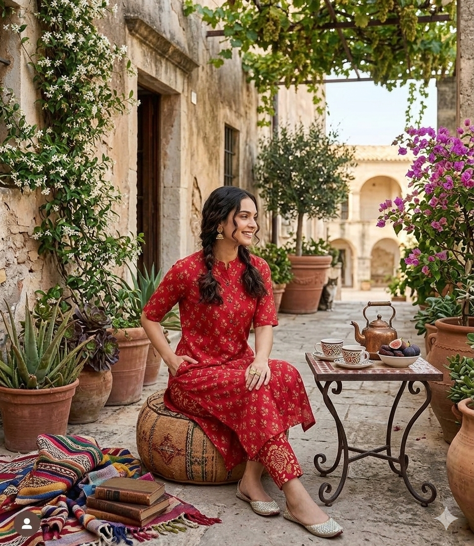 Crimson Grace Cotton Kurta Set