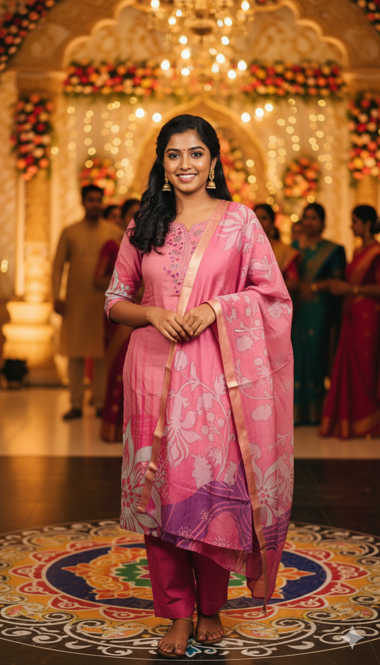 Pink Lavendar Silk cotton Salwar