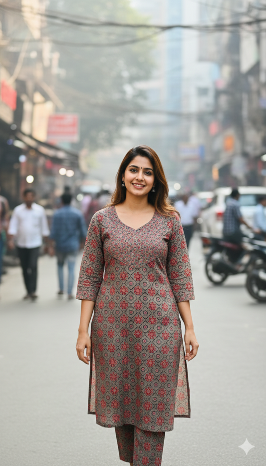 Rustic Ruby Cotton Kurta Pant