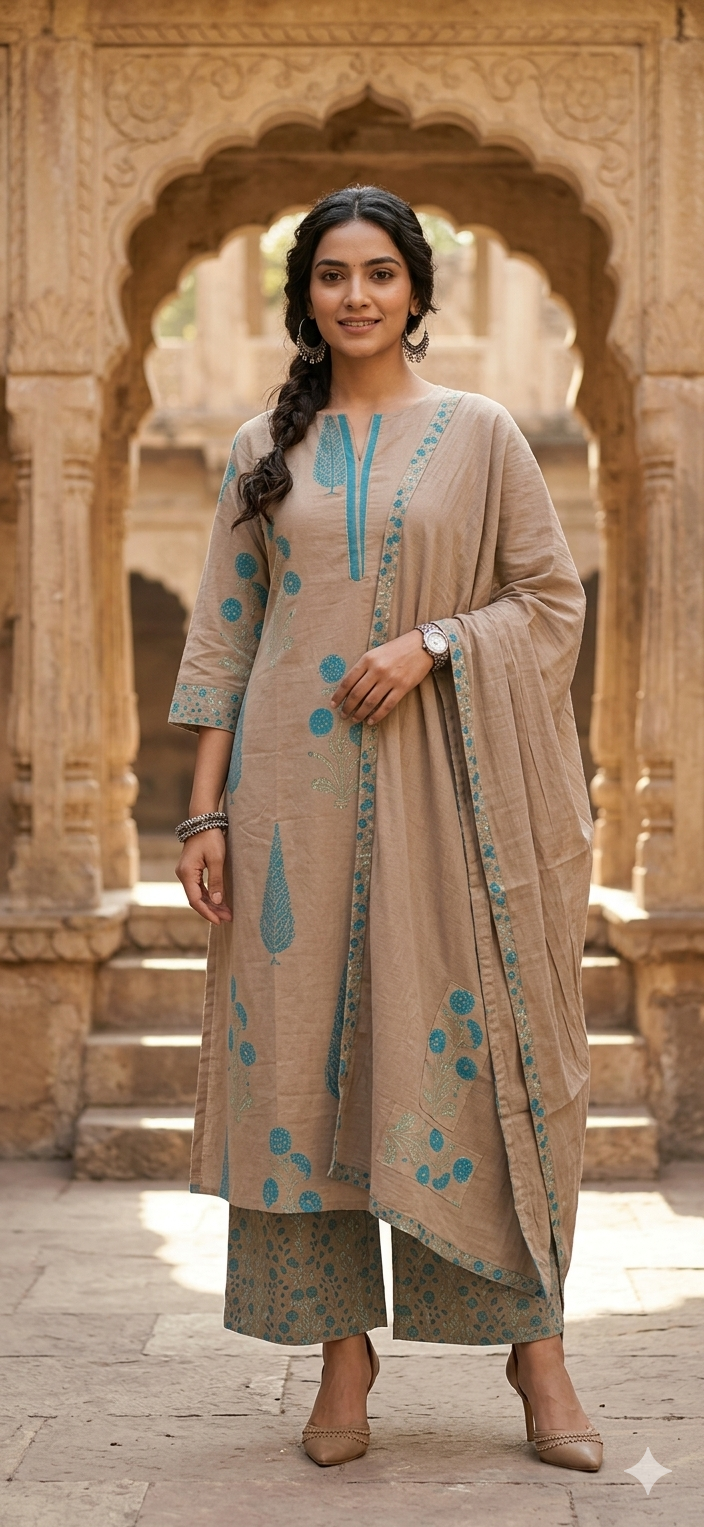 Desert Bloom Mul Cotton A-Line Salwar