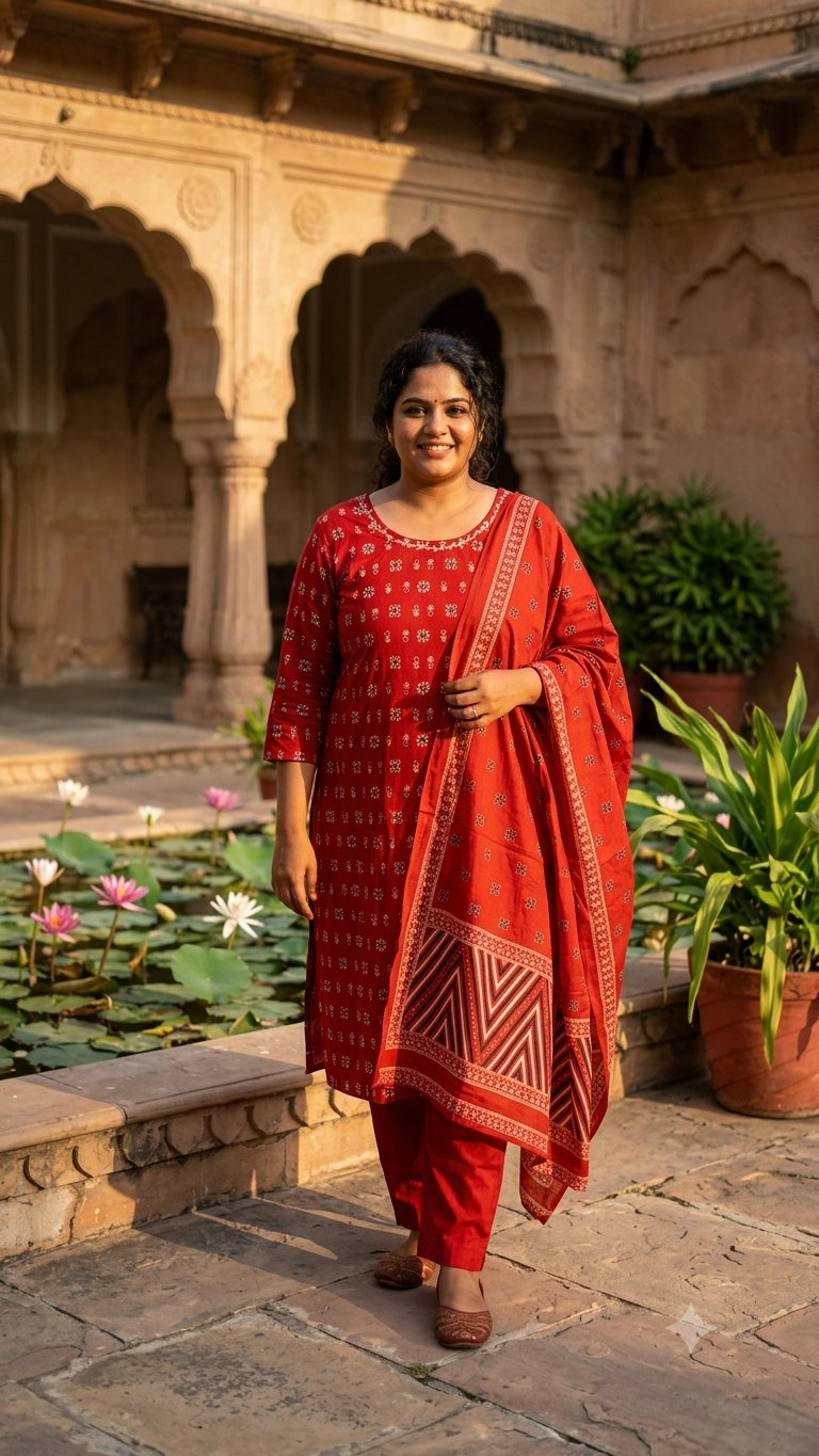 Rust Red Plus Size Salwar
