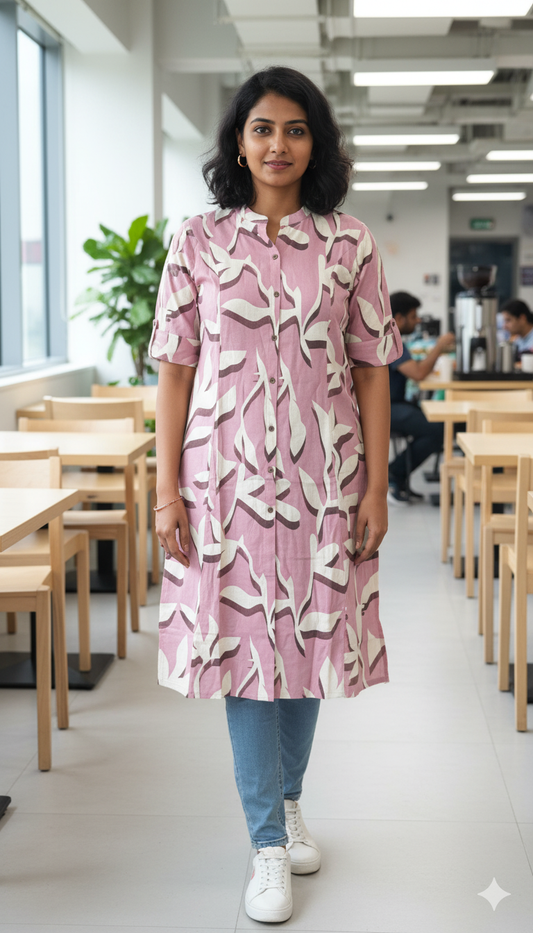 Millenial Pink Cotton Kurta