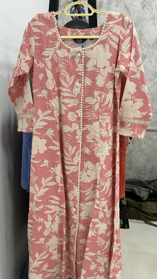 Baby Pink Cotton Flex Kurti