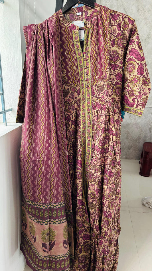 Wine Anarkali Dupatta