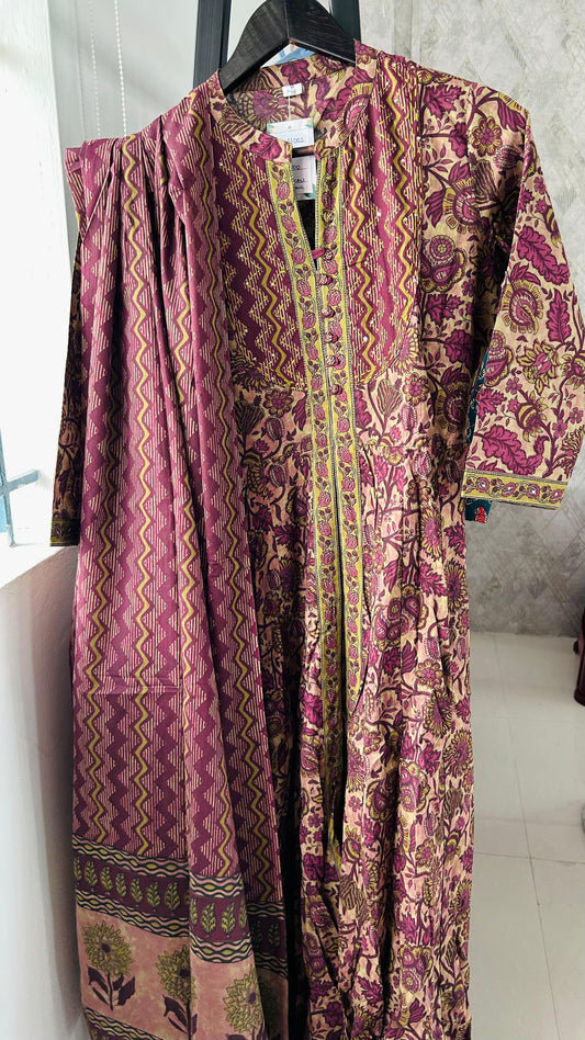 Wine Anarkali Dupatta
