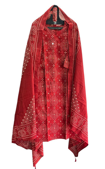 Red Bandhini Cotton Salwar