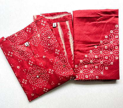 Red Bandhini Cotton Salwar