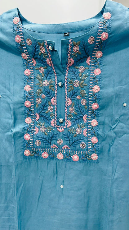 Pacific Blue Jacquard Silk Salwar