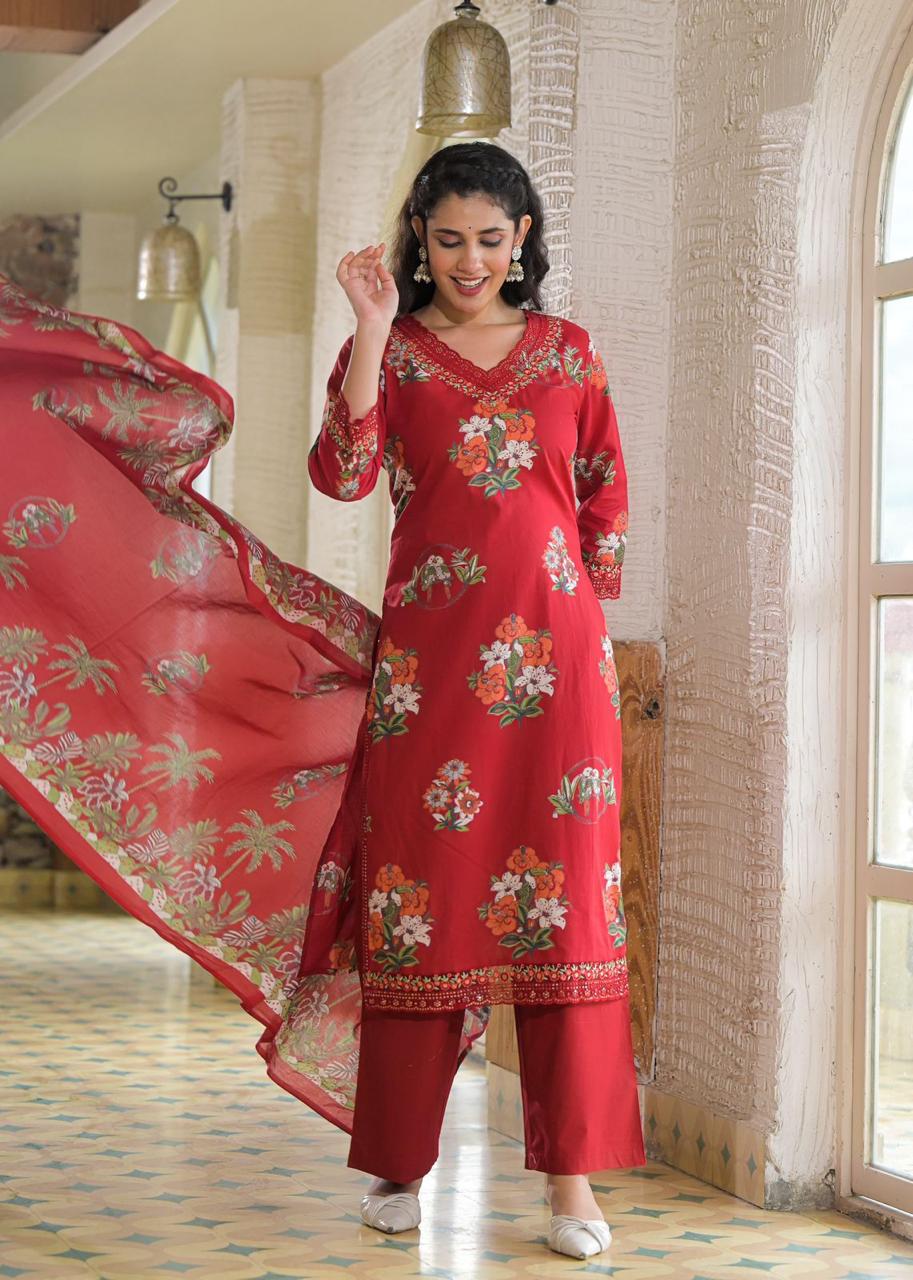 Red Mul cotton Salwar
