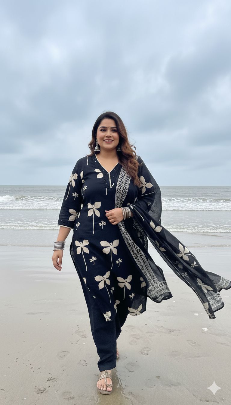 Black Cotton Salwar Pluz