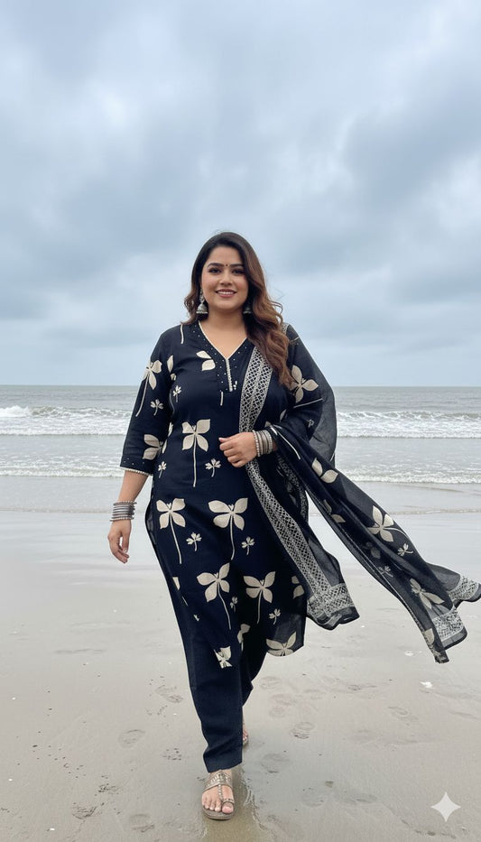 Black Cotton Salwar Pluz