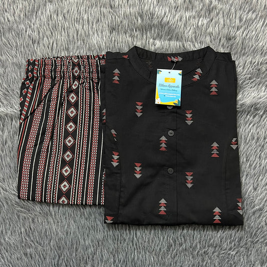 Black Cotton Kurta Pant