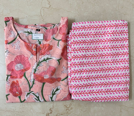 Baby Pink Floral Kurta Pant