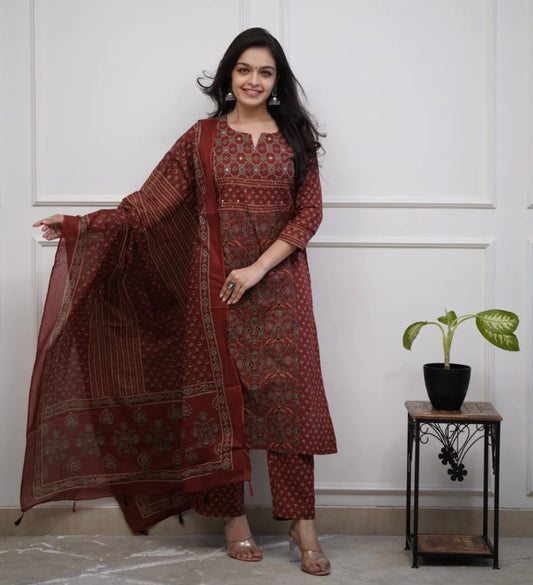 Crimson Red Cotton Salwar