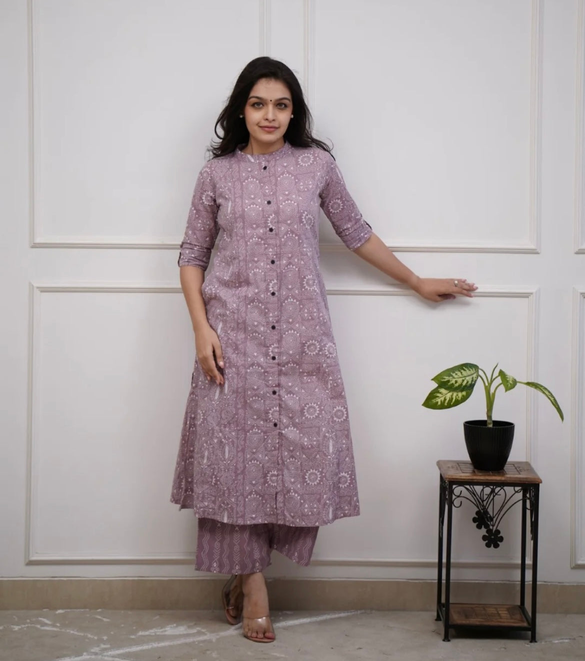 Lavendar Cotton Kurta Palazzo