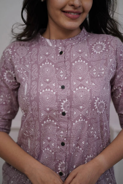 Lavendar Cotton Kurta Palazzo