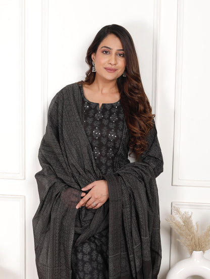 Pitch Black Salwar with Palazzo
