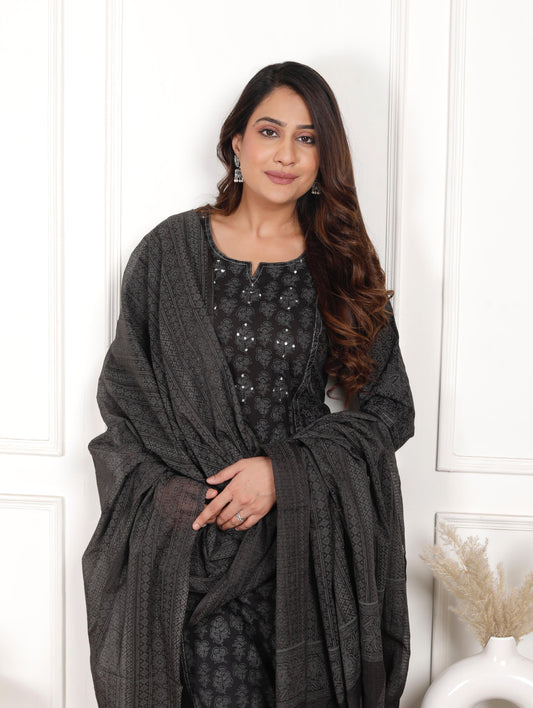 Pitch Black Salwar with Palazzo
