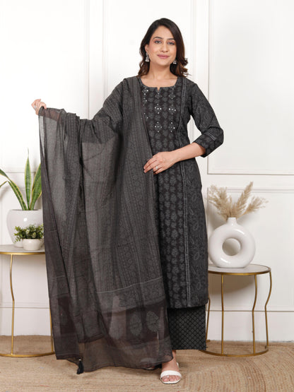 Pitch Black Salwar with Palazzo