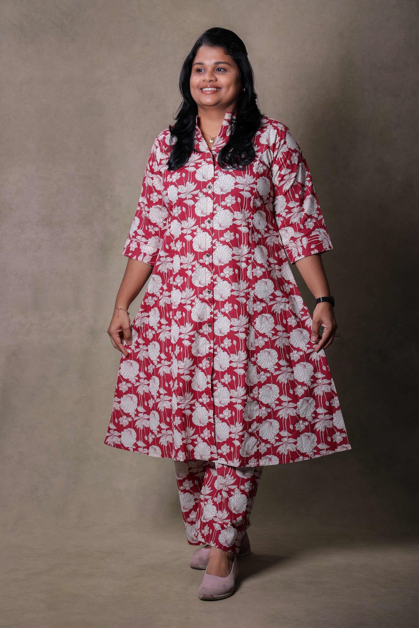 Red Floral aline Coords