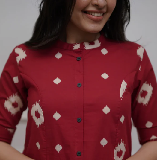 Red Cotton Palazzo Coords