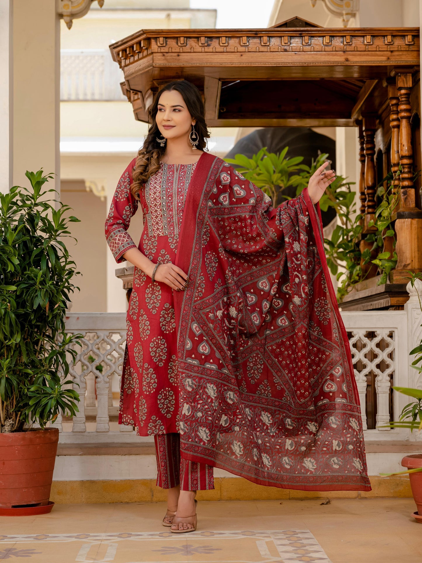 Rose Red Cotton Salwar