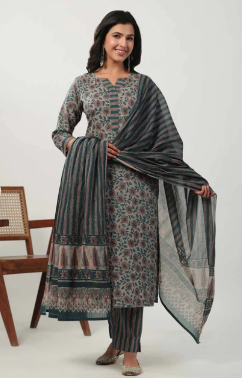 Grey -Dark Teal Salwar