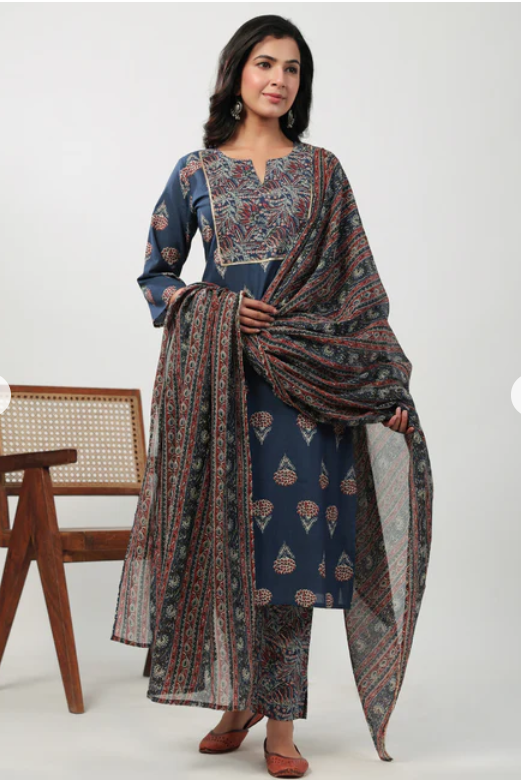 Space Blue Cotton Salwar