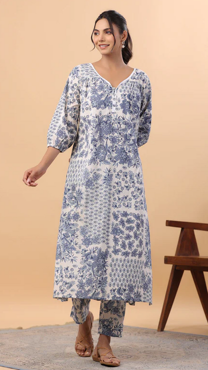 Sandal Indigo Geometric Kurta pant