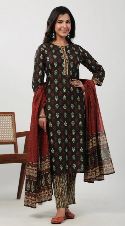 Black Red Cotton Salwar