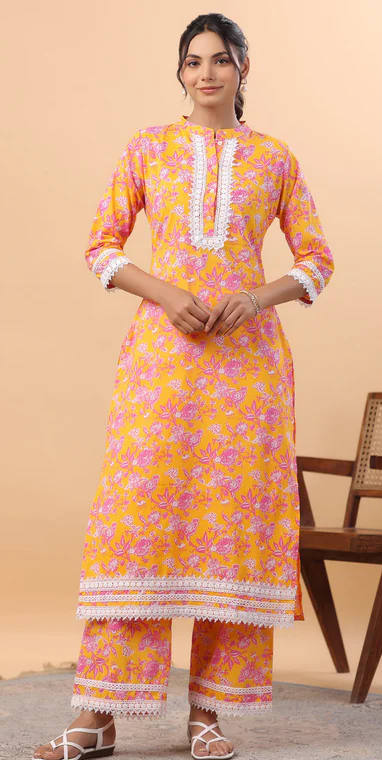 Orange Pink Kurta Pant