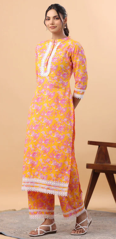 Orange Pink Kurta Pant