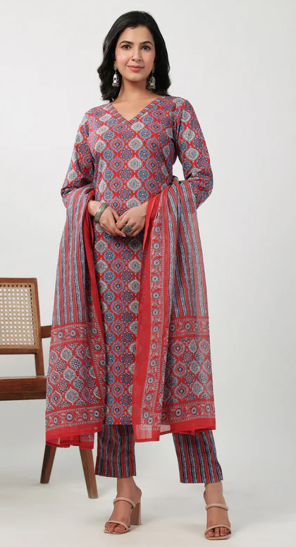 Red Ajrak Salwar