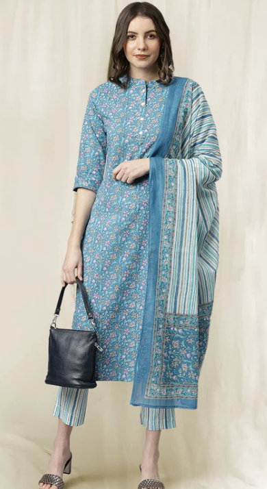 Aqua Blue Cotton Salwar