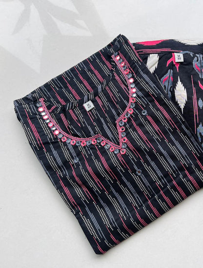 Black Cotton Kurta Pant