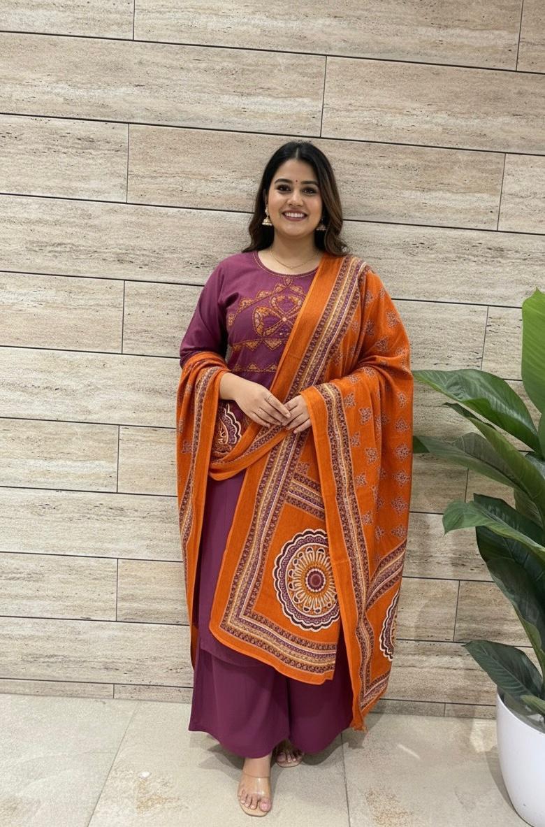 Purple Orange Plus size Salwar