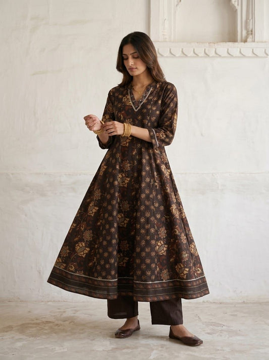 Earthloom Cocoa Anarkali Salwar