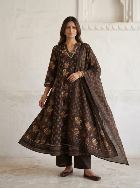 Earthloom Cocoa Anarkali Salwar