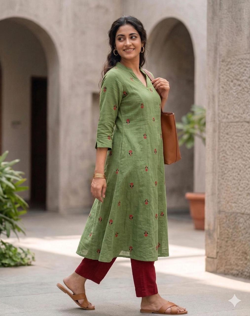 Olive Green Aline Kurta Pant