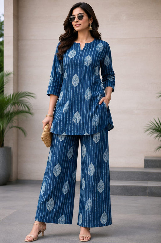 Indigo Breeze Leaf Pyjama Set