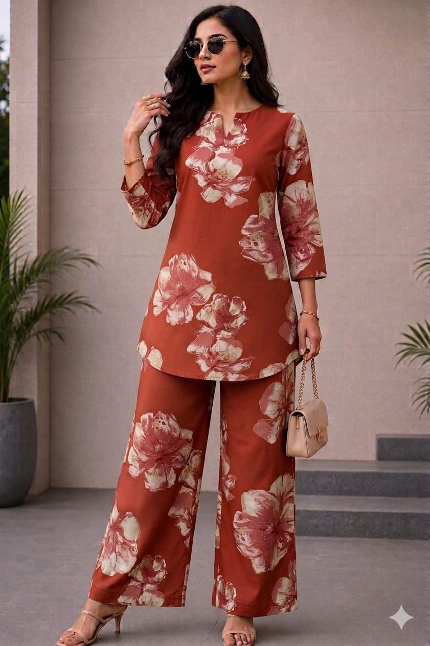 Terracotta Bloom Cotton Pyjama Set