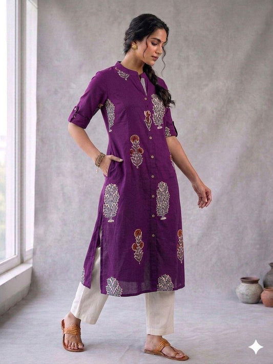 Amethyst Bloom Cotton Kurta