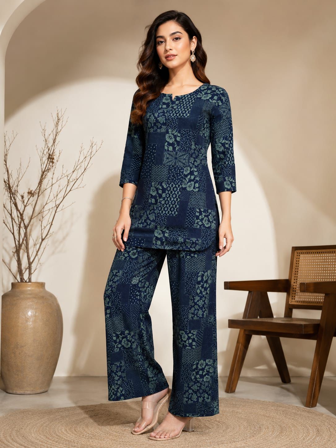 Indigo Abstract Cotton Night suit