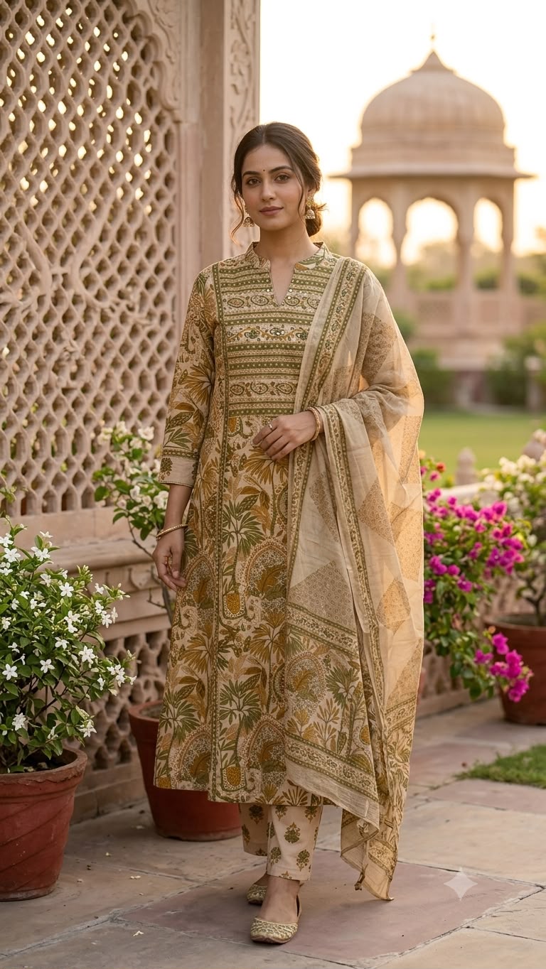 Mustard Olive Elegance - Aline Salwar
