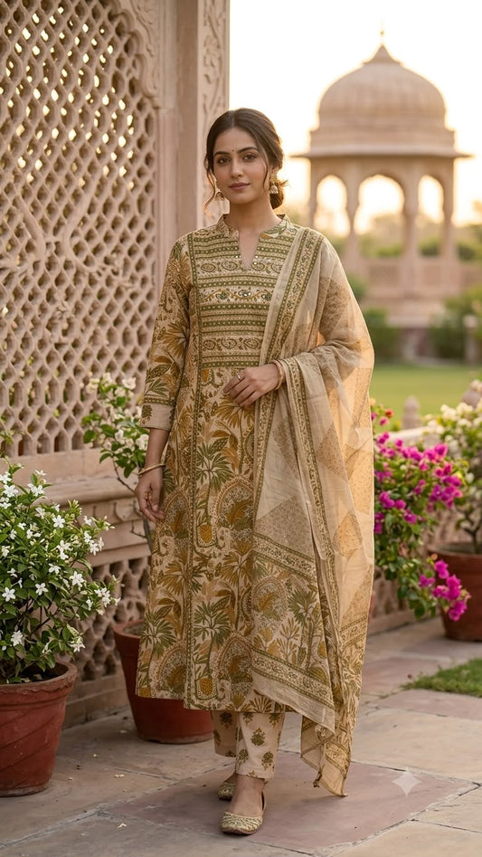 Mustard Olive Elegance - Aline Salwar