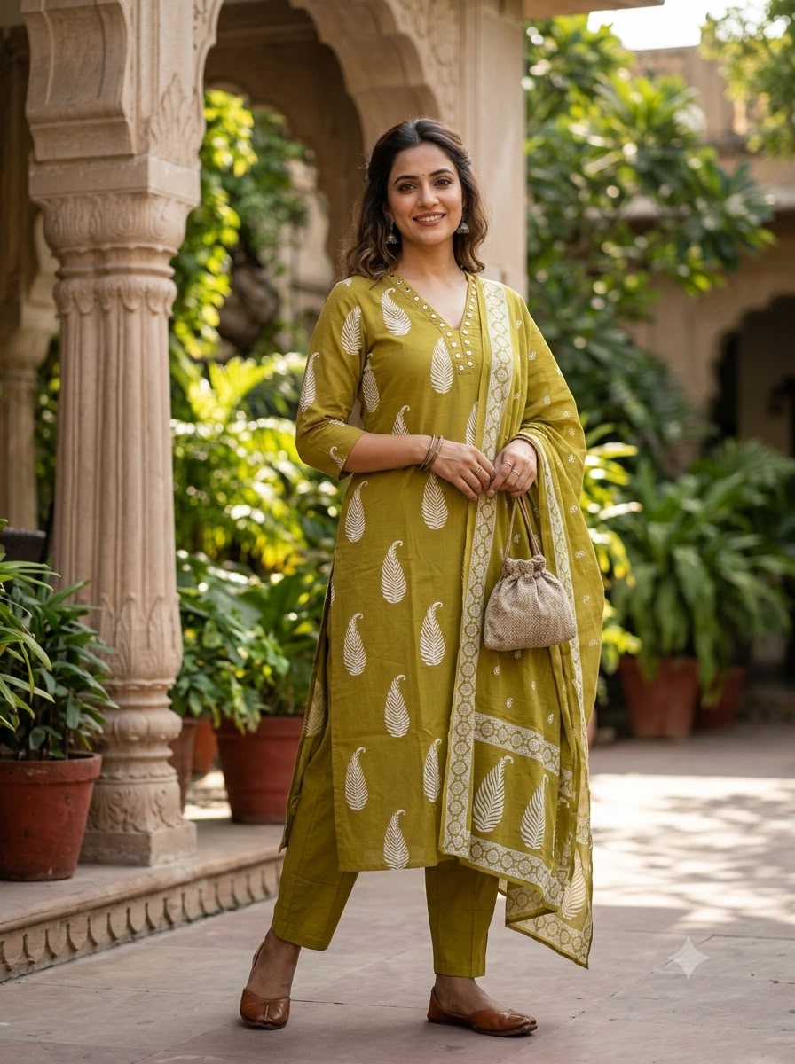 Olive Green Cotton Lining Salwar