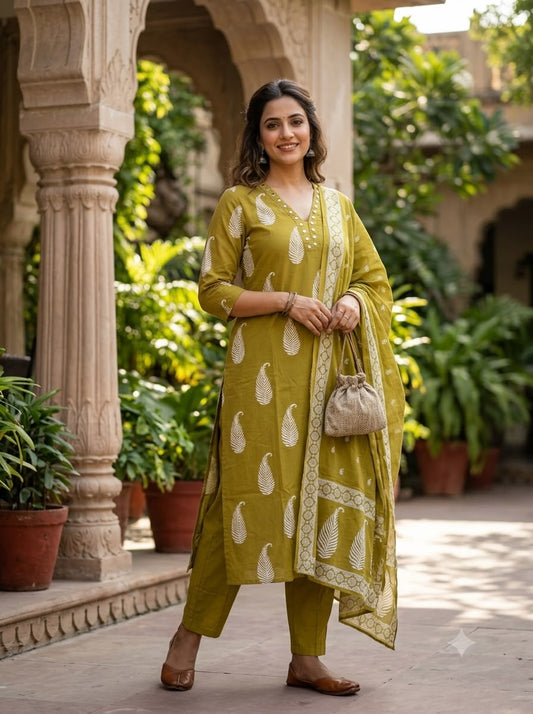 Olive Green Cotton Lining Salwar