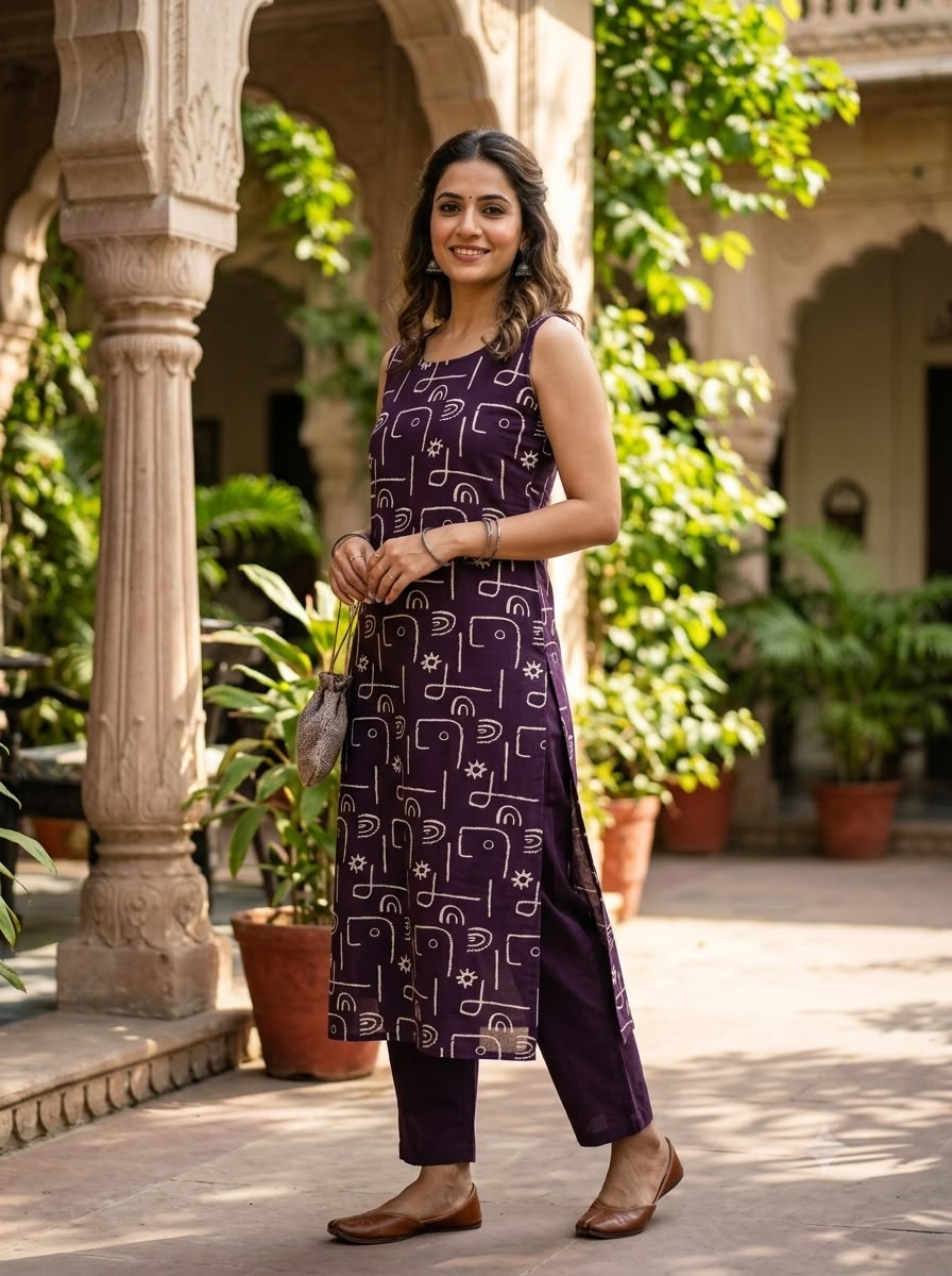 Purple Muse Cotton Lining Kurta Pant